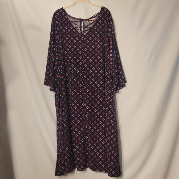 Woman Within Dresses & Skirts - Woman Within Navy Laced Neck Dress Size 2x three quarter sleeve